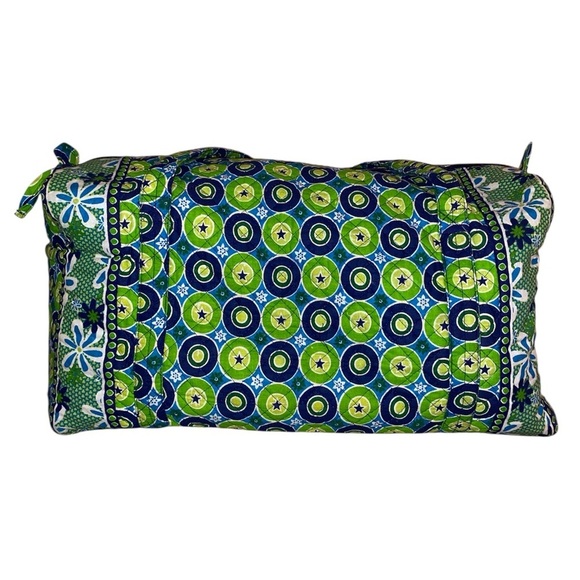 TINSLEY BLAKE Collection Large Duffel Bag Daisy Cotton Quilted Weekender GRN/BLU - Picture 2 of 8